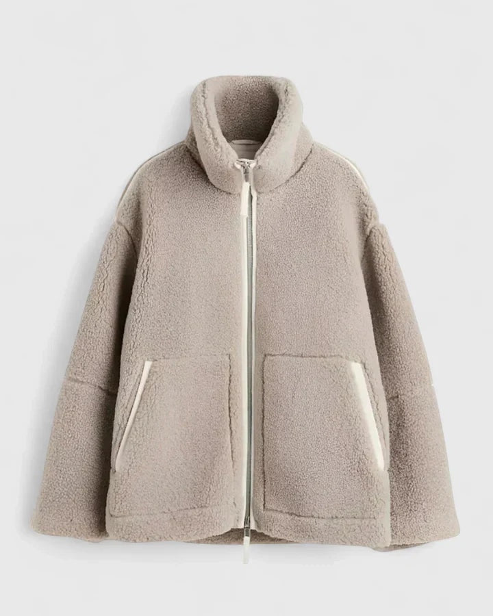 Chaquetón de Borreguito Cuello Alto con Cremallera