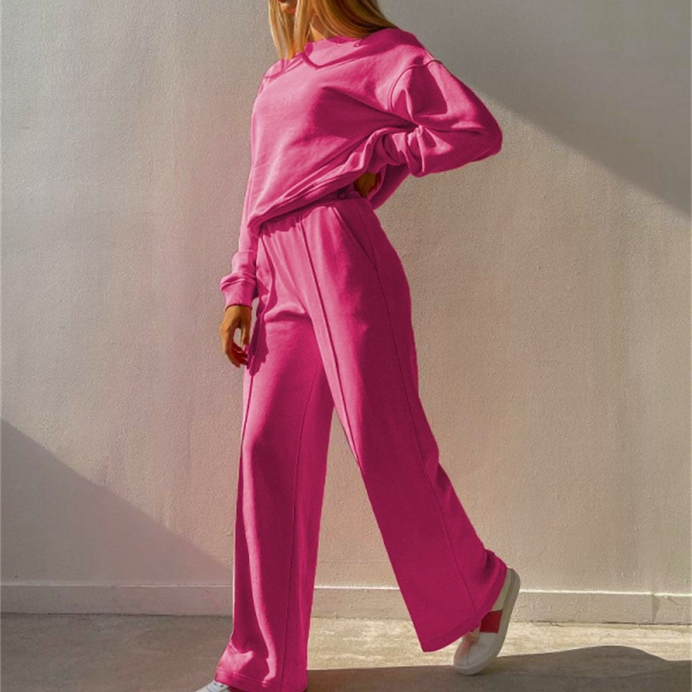 Conjunto Chándal Sudadera Cuello Redondo y Pantalón Ancho
