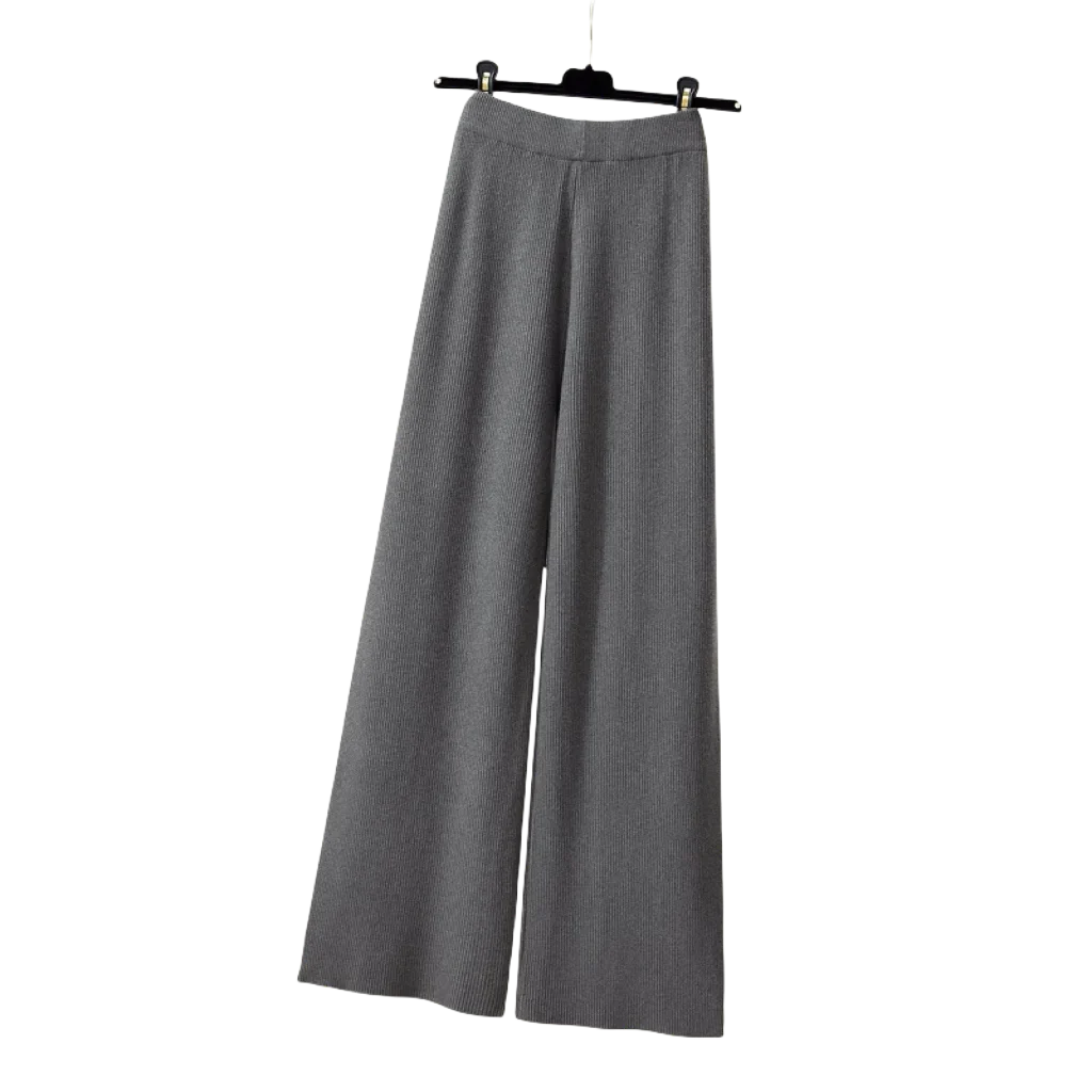 Conjunto de Punto 3 Piezas Chaleco Floral y Pantalón Ancho