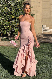 Vestido Maxi Palabra de Honor Rosa