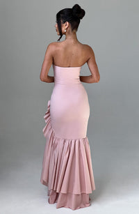 Vestido Maxi Palabra de Honor Rosa
