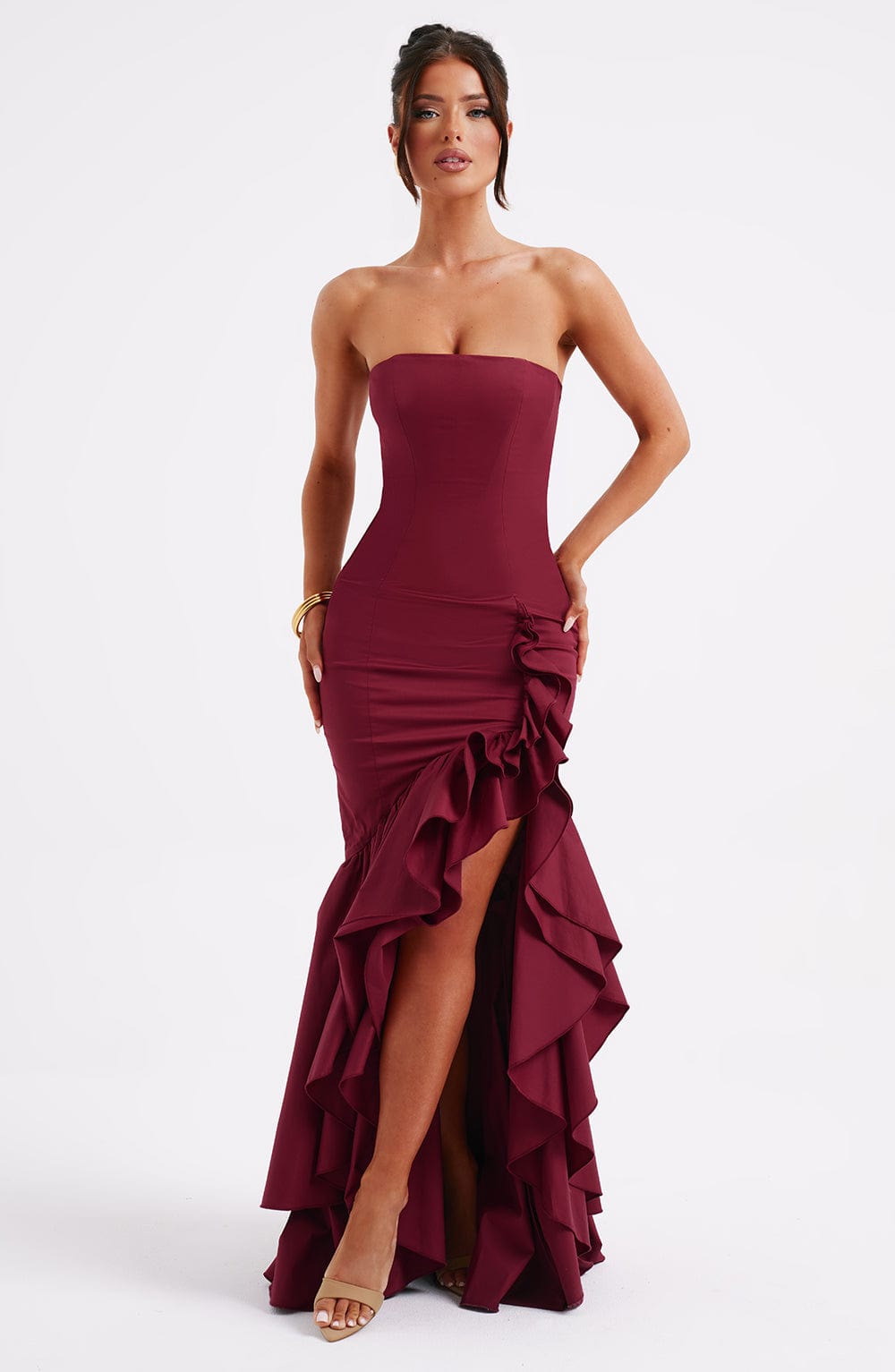 Vestido Maxi Palabra de Honor Rosa