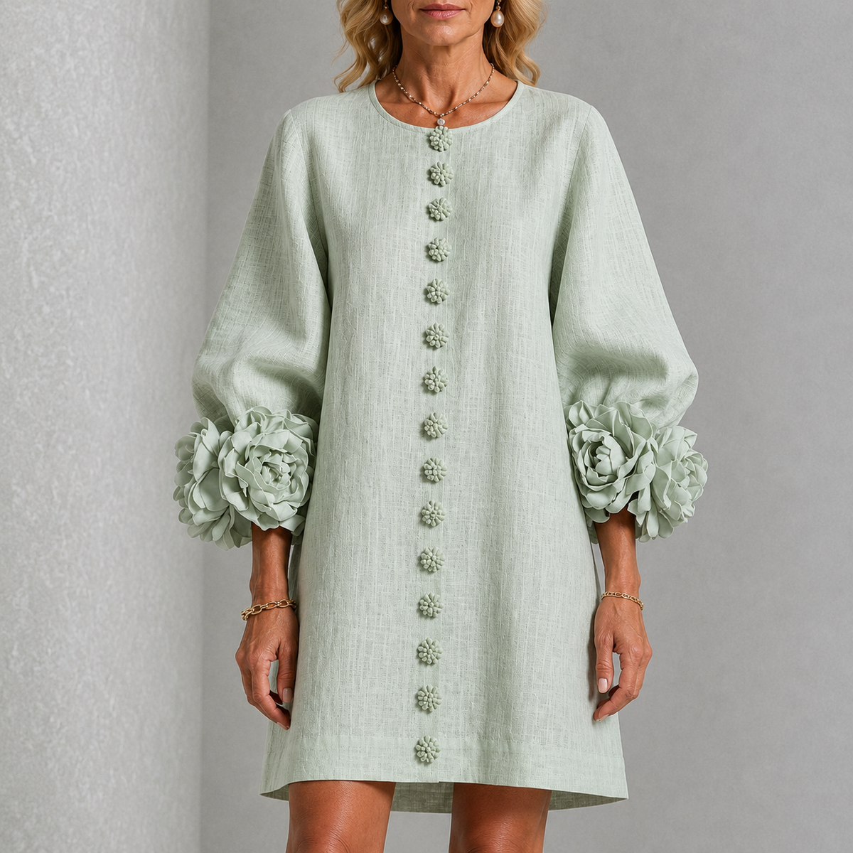 Minivestido Floral con Botones