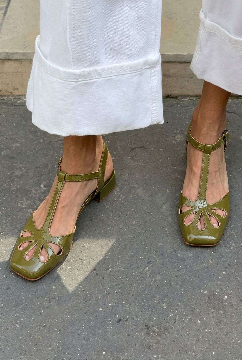 Tacones Bloque Naranjas Recortes Florales