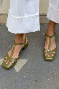 Tacones Bloque Naranjas Recortes Florales