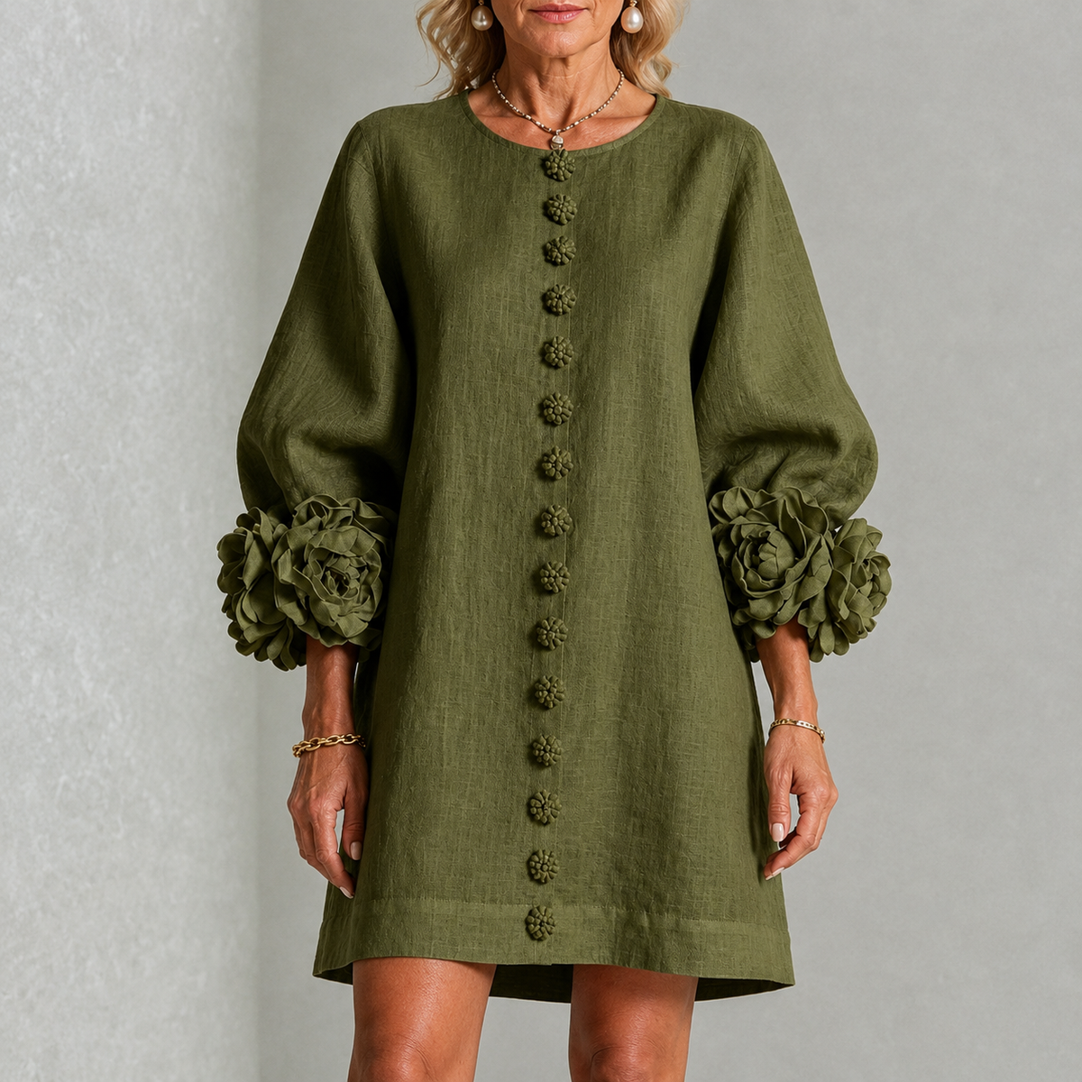 Minivestido Floral con Botones
