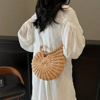 Bolso Tote Trenzado Cadena Camel