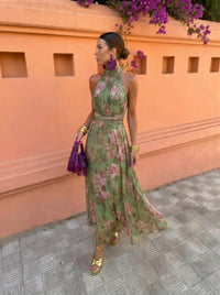 Vestido Largo Floral Profundo