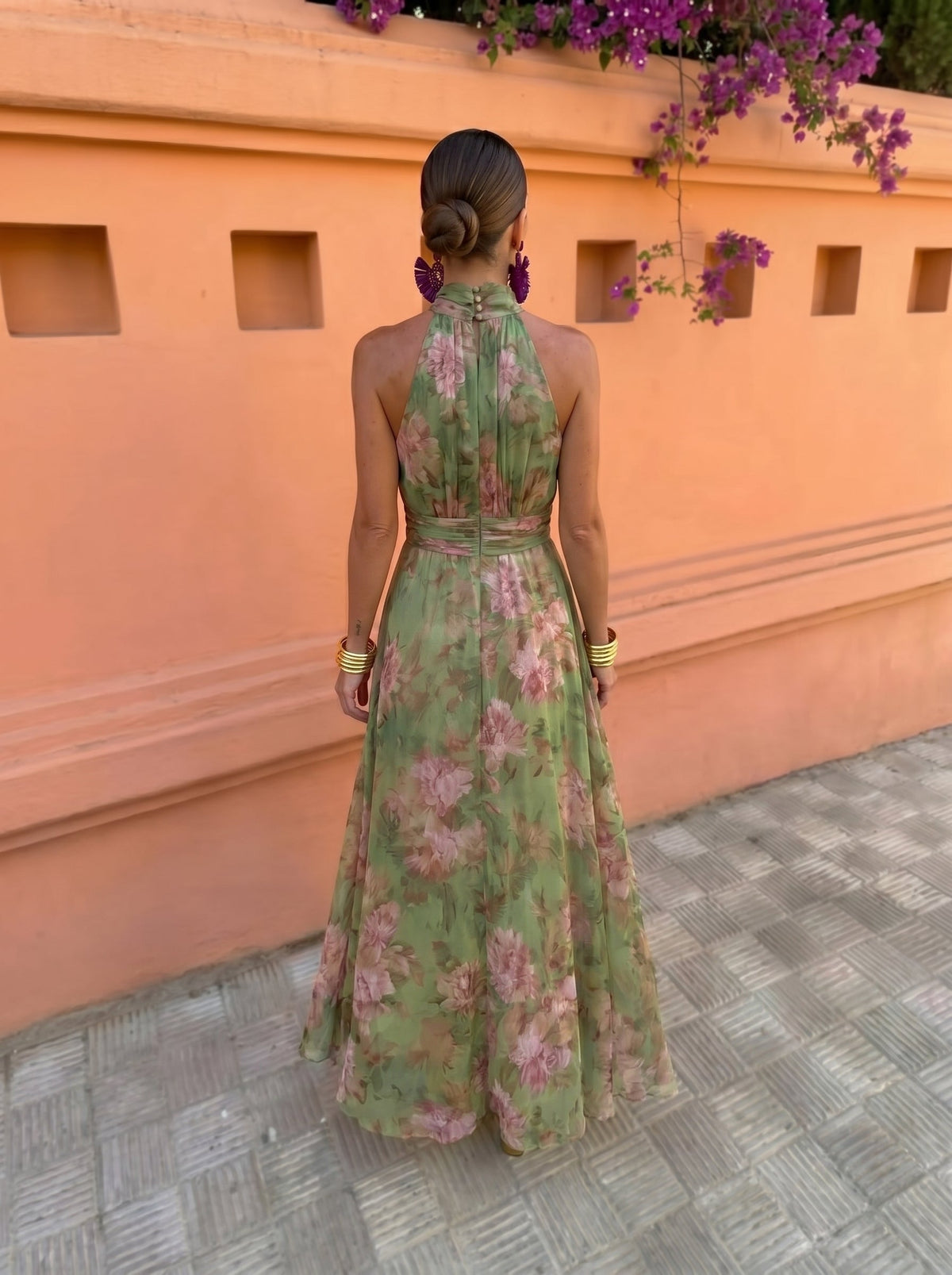 Vestido Largo Floral Profundo