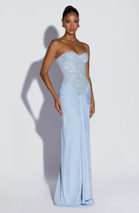 Vestido Maxi Corsé Brisa Celeste