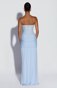 Vestido Maxi Corsé Brisa Celeste