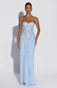 Vestido Maxi Corsé Brisa Celeste