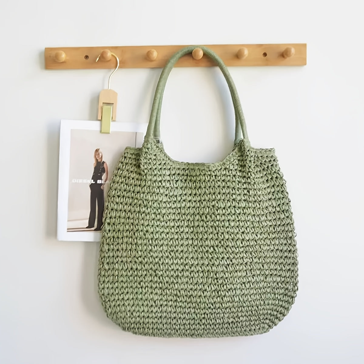 Bolso Bandolera Paja Verde Salvia