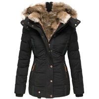 Chaquetón Acolchado con Capucha de Pelo Slim Fit