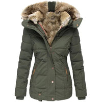 Chaquetón Acolchado con Capucha de Pelo Slim Fit