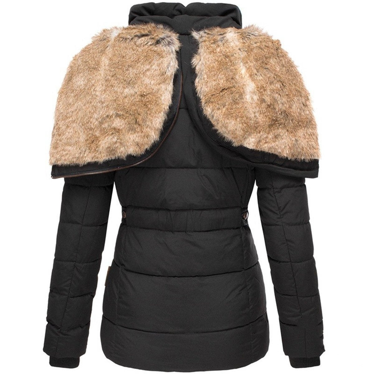 Chaquetón Acolchado con Capucha de Pelo Slim Fit