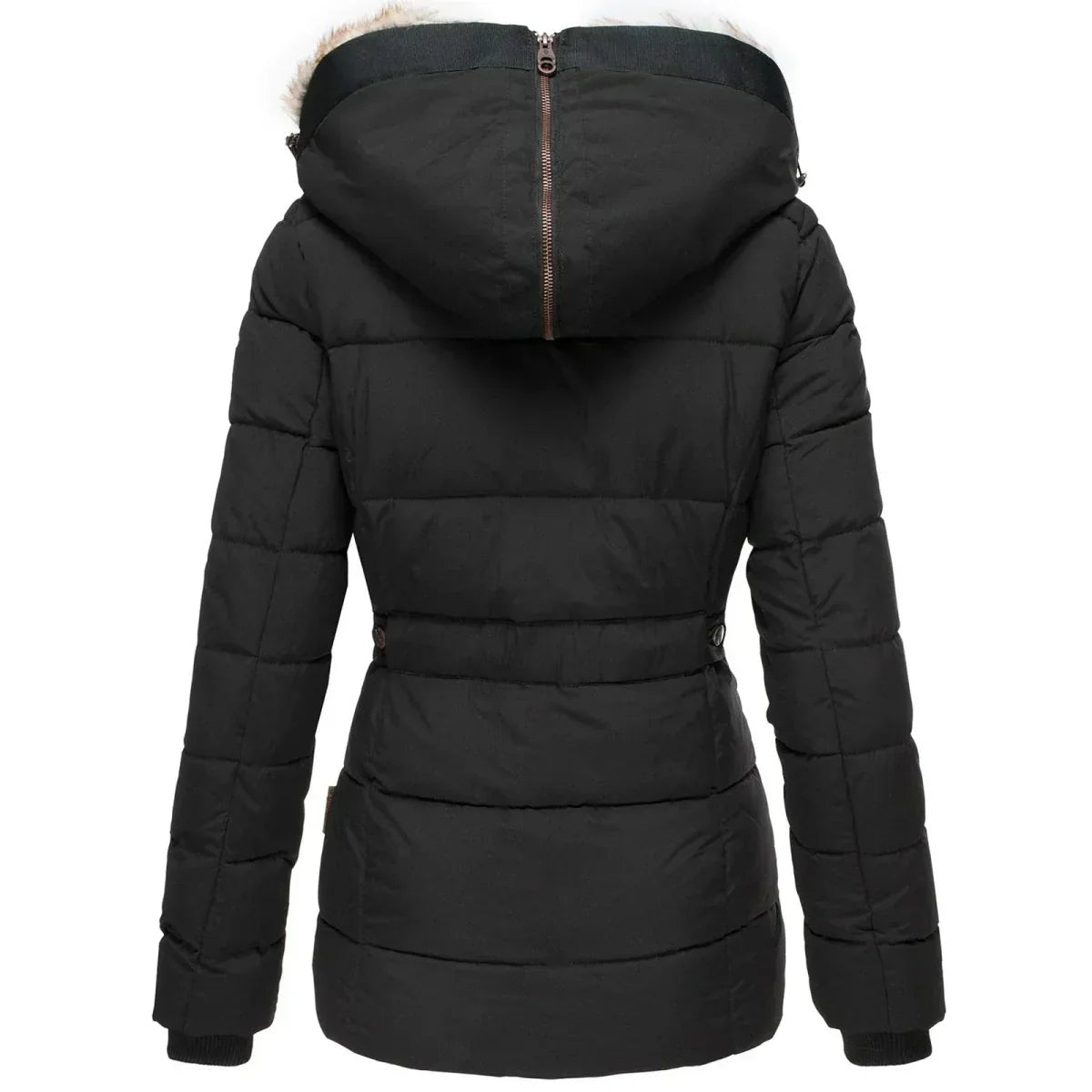 Chaquetón Acolchado con Capucha de Pelo Slim Fit