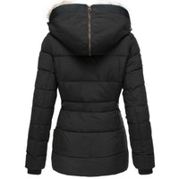 Chaquetón Acolchado con Capucha de Pelo Slim Fit