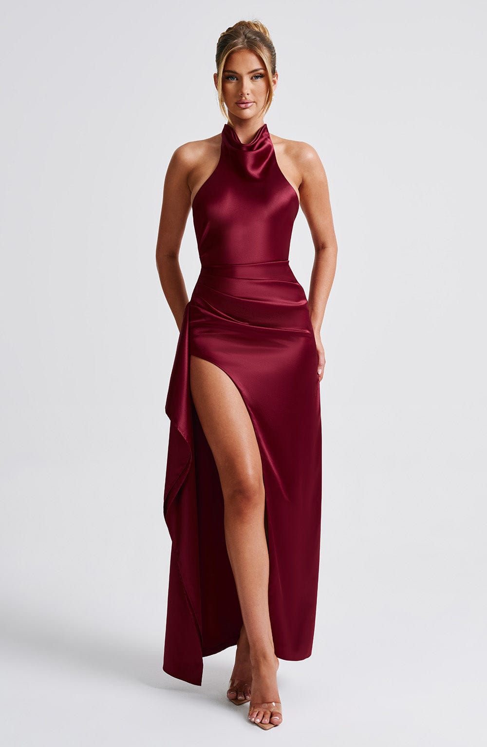 Vestido Maxi de Escote Drapeado Ariadna