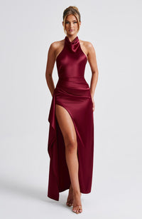 Vestido Maxi de Escote Drapeado Ariadna