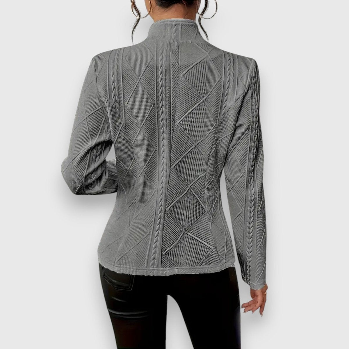 Jersey Cuello Alto Punto Trenzado Ajustado