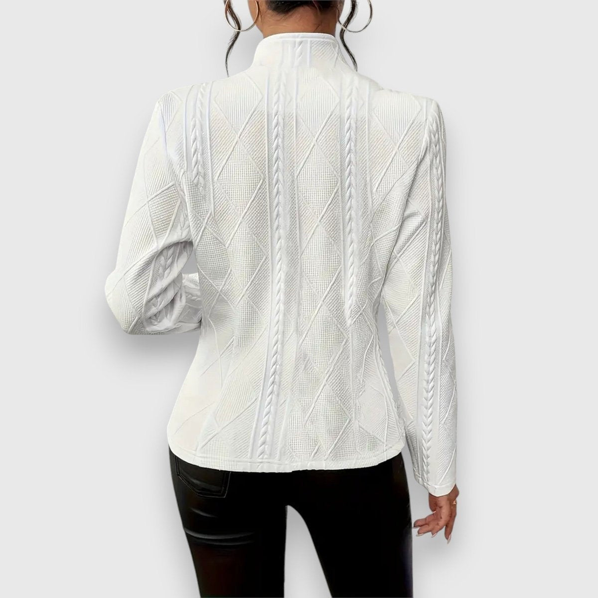 Jersey Cuello Alto Punto Trenzado Ajustado