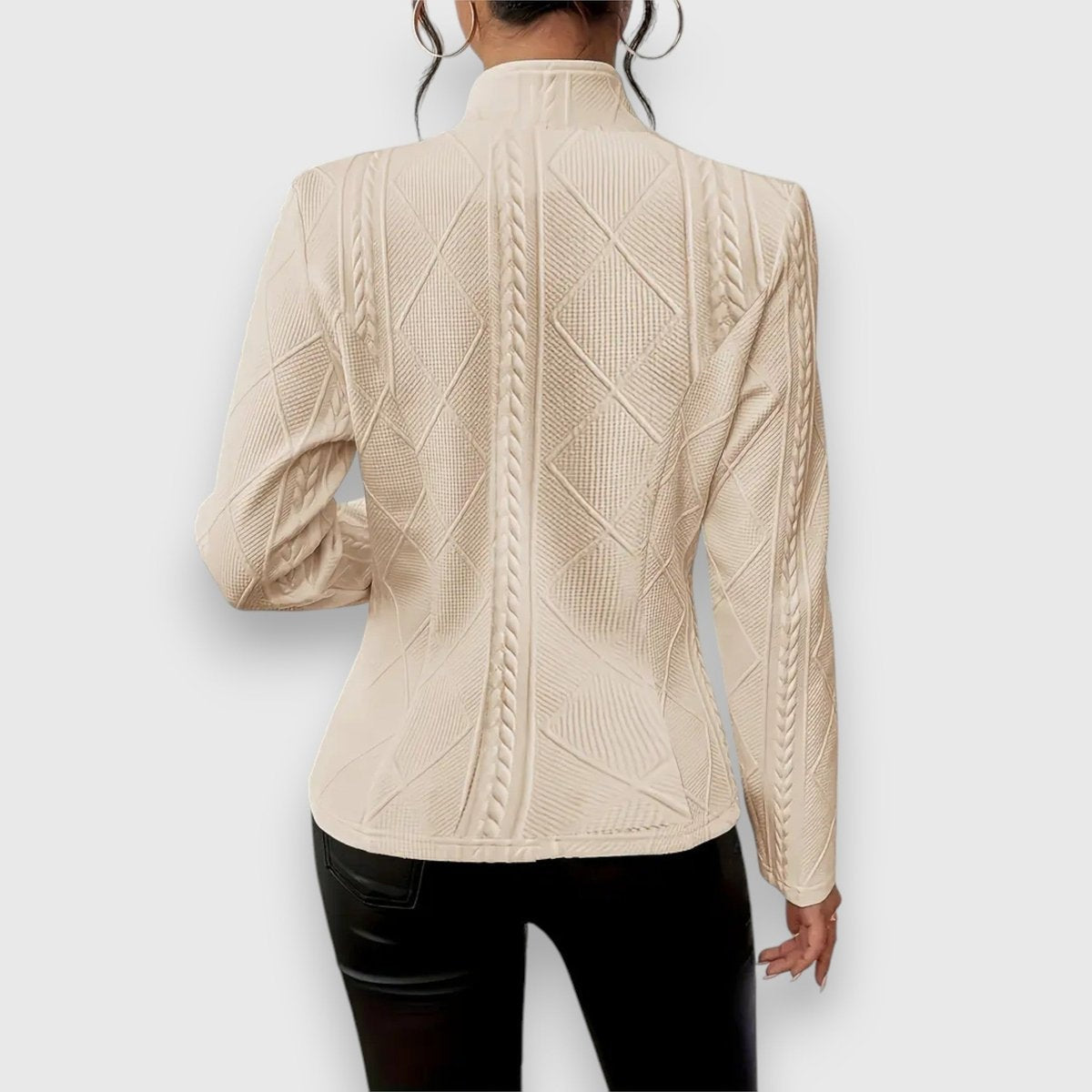 Jersey Cuello Alto Punto Trenzado Ajustado