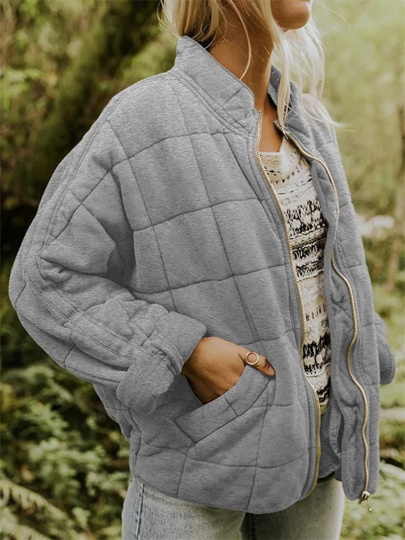 Chaqueta Bomber Acolchada Cuello Alzado con Cremallera
