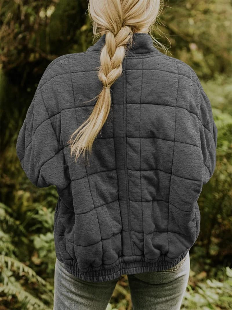 Chaqueta Bomber Acolchada Cuello Alzado con Cremallera