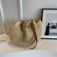Bolso Redondo Paja Trenzada Beige