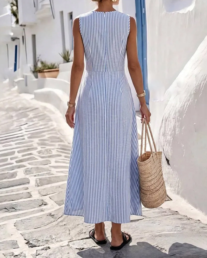 Vestido Verano Rayas Cintura Cruzada