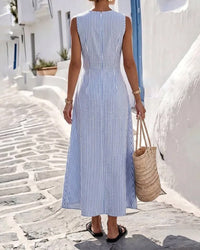 Vestido Verano Rayas Cintura Cruzada