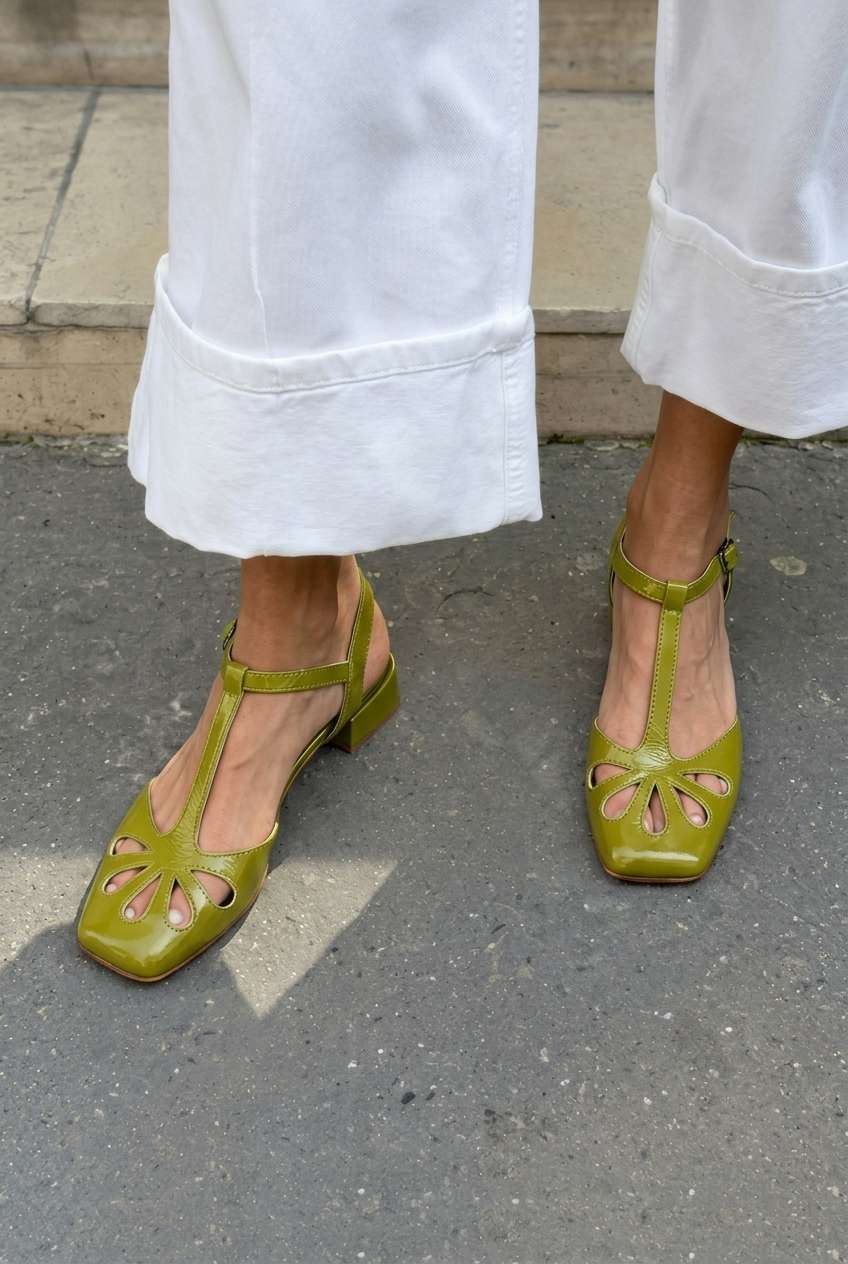 Tacones Bloque Naranjas Recortes Florales