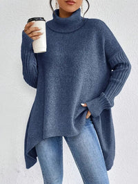 Jersey de Punto Oversize Cuello Alto Asimétrico
