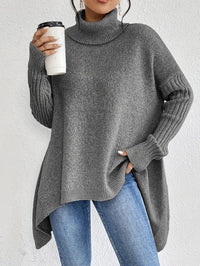 Jersey de Punto Oversize Cuello Alto Asimétrico