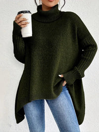Jersey de Punto Oversize Cuello Alto Asimétrico