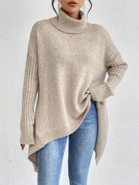 Jersey de Punto Oversize Cuello Alto Asimétrico