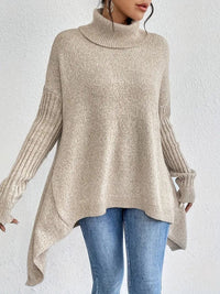Jersey de Punto Oversize Cuello Alto Asimétrico