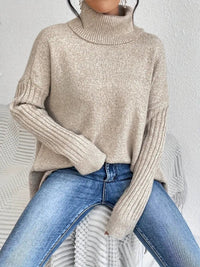 Jersey de Punto Oversize Cuello Alto Asimétrico