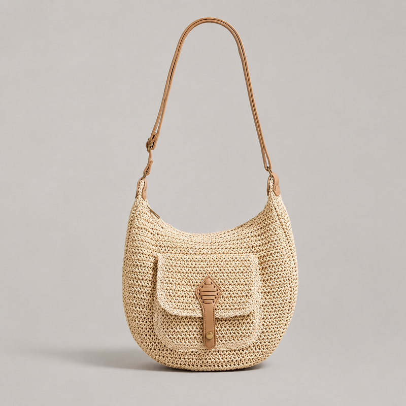 Bolso de Hombro Trenzado Beige