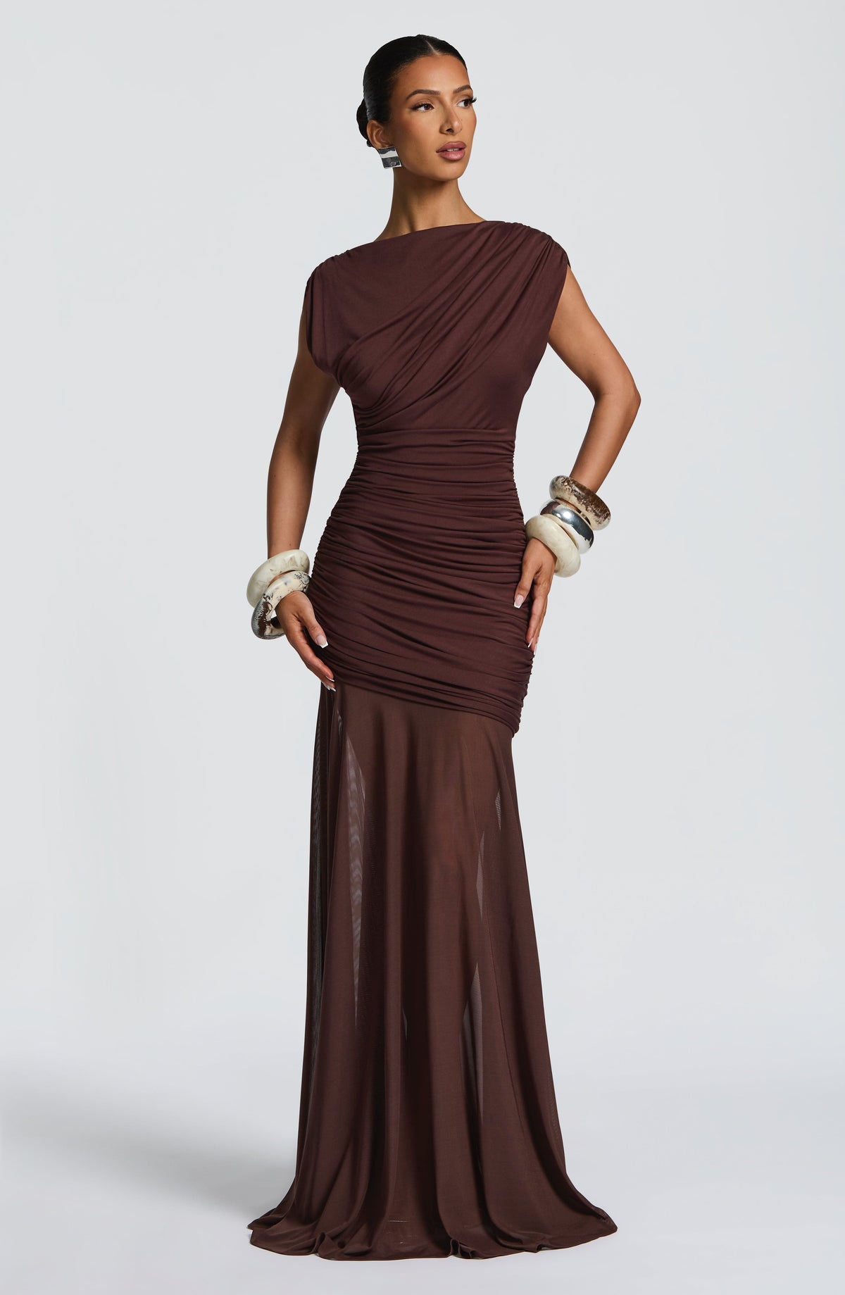Vestido Maxi Drapeado Celia Ana