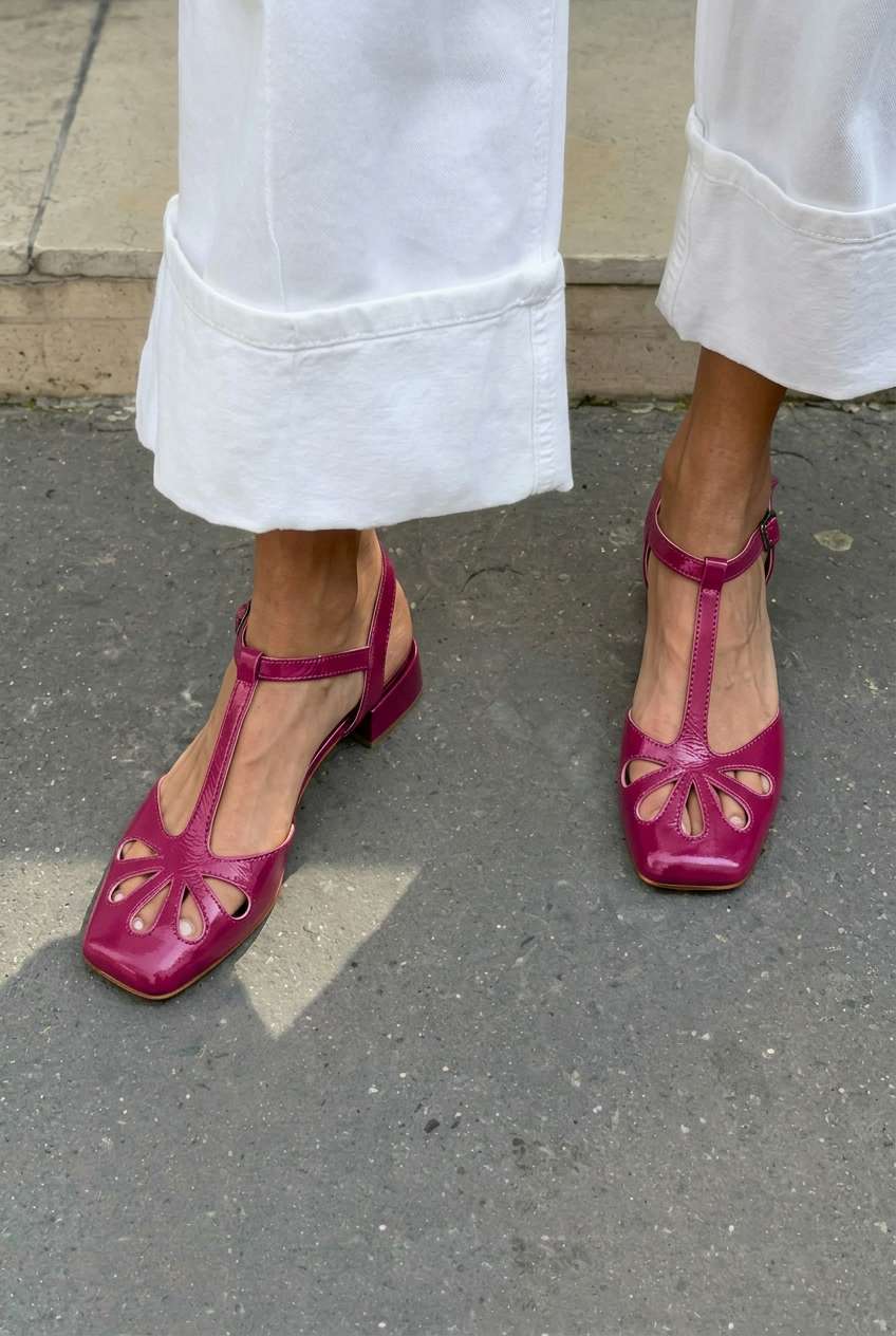 Tacones Bloque Naranjas Recortes Florales