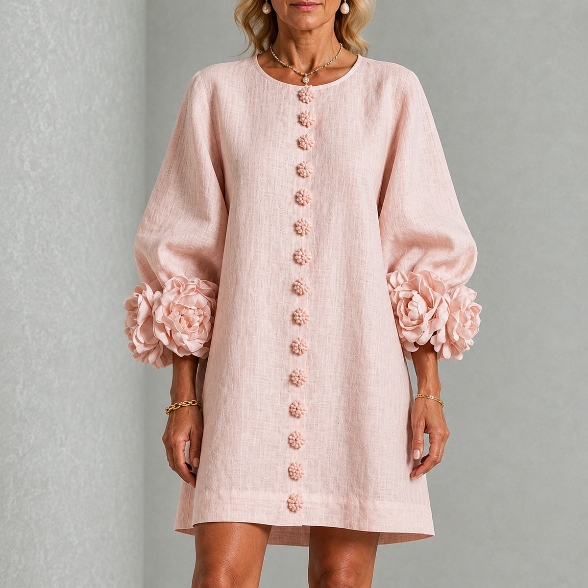 Minivestido Floral con Botones