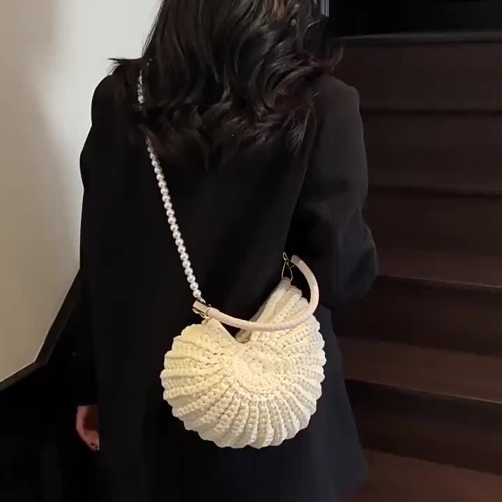 Bolso Tote Trenzado Cadena Blanco