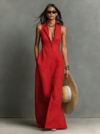 Vestido Camisero Largo sin Mangas
