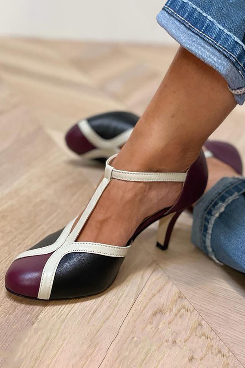 Stilettos Bicolor Correa Redonda