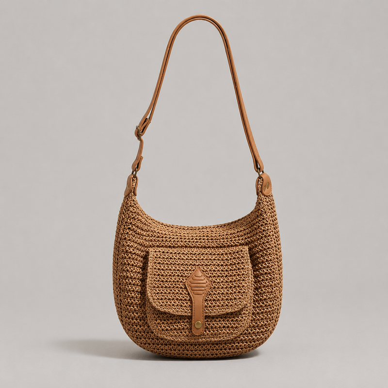 Bolso de Hombro Trenzado Marrón