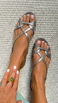 Sandalias Bronce Estampado de Pitón