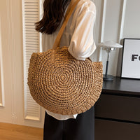 Bolso Redondo Paja Trenzada Avellana