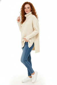 Jersey de Punto Oversize Cuello Vuelto Manga Larga